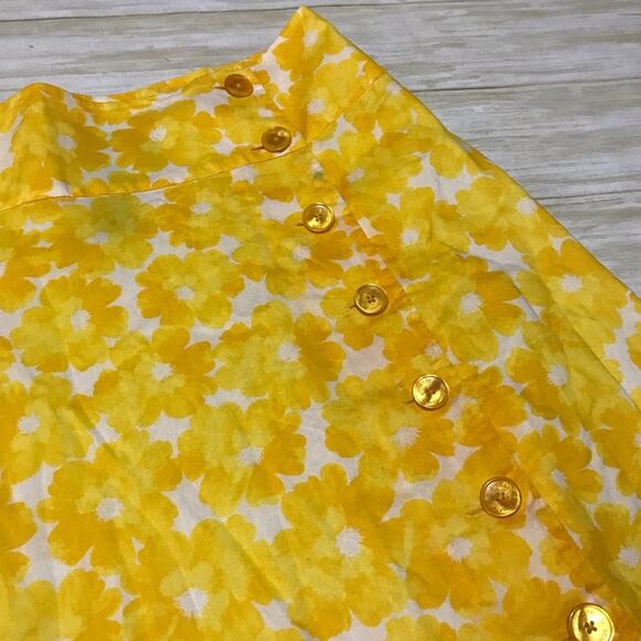Long Modest A-line Bright Yellow Floral Spring Summer Skirt Women’s Size 4 - Picture 2 of 4